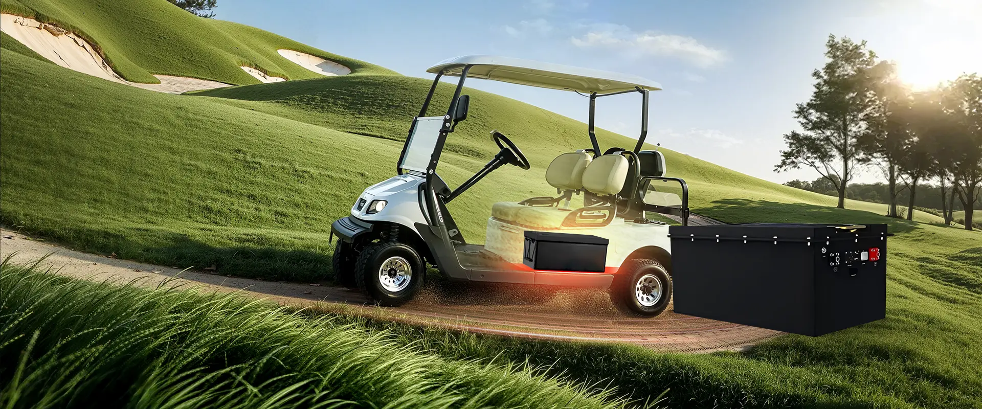 Skonštruovaný vysokovýkonný golfový vozík a lítiové batérie LSV